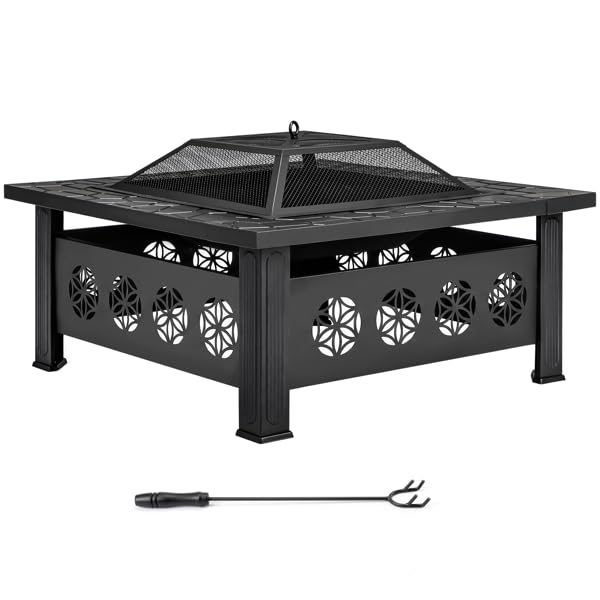 32 Inch Square Wood Burning Fire Pit Table U973