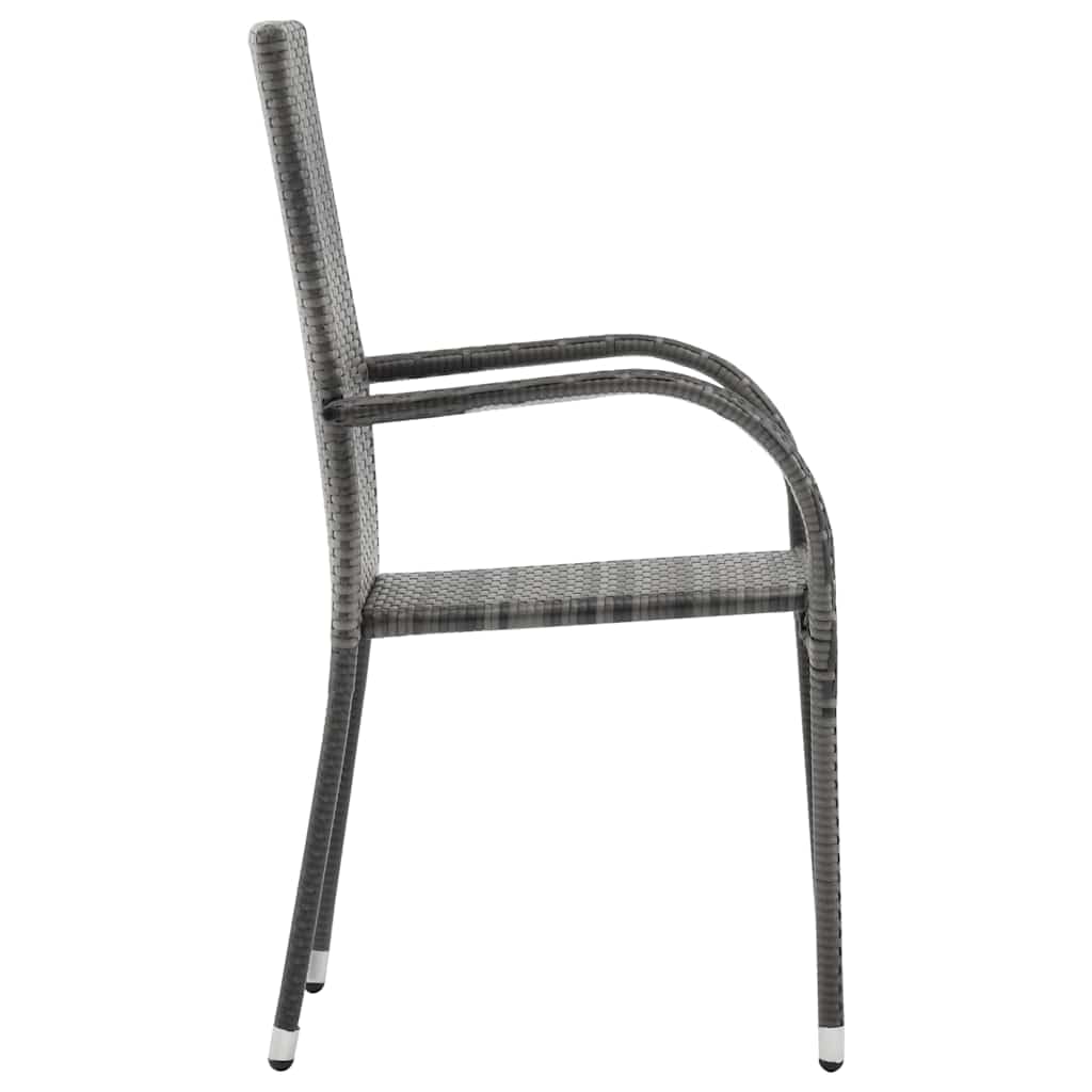 2 Pcs Grey Poly Rattan Stackable Patio Chairs J8417