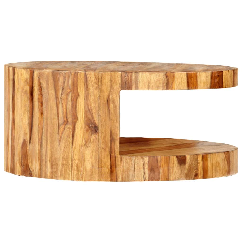 Natural Solid Sheesham Wood Coffee Table 25.6 in Dia O9234