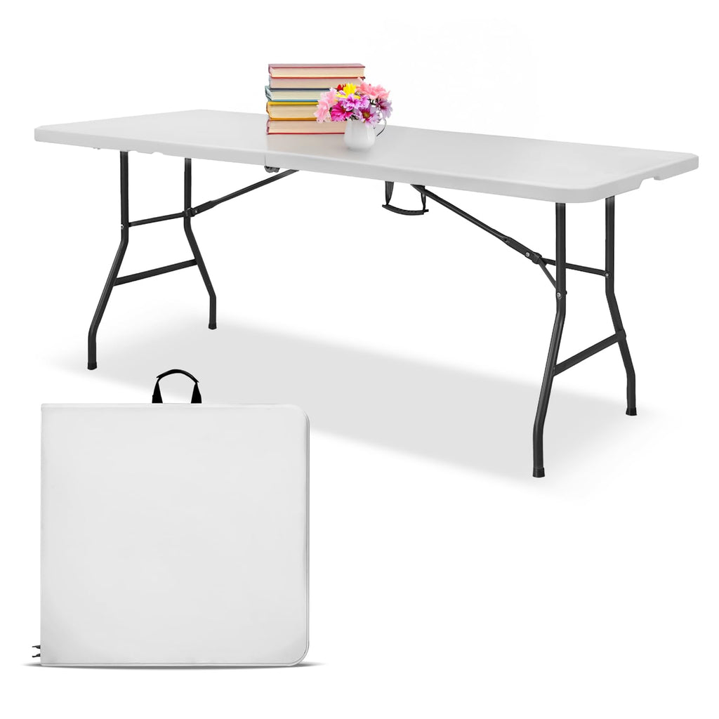 White 6ft Folding Table with Handle W530173