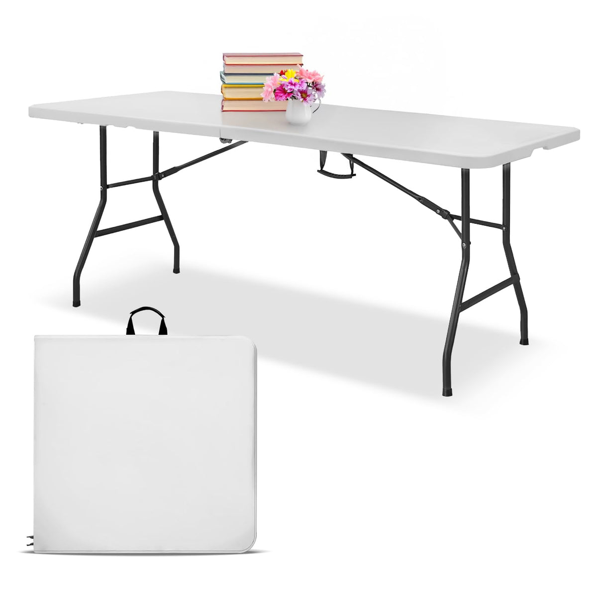 White 6ft Folding Table with Handle W530173