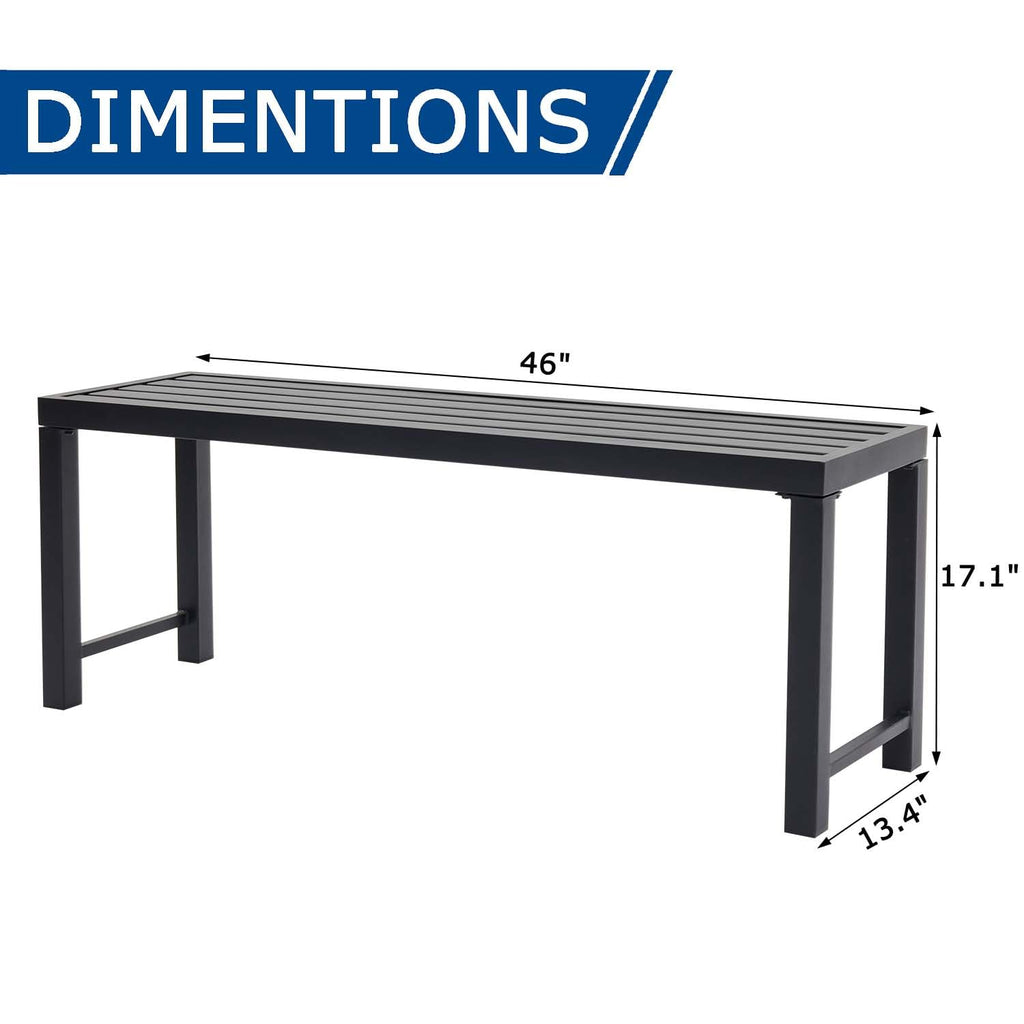 Black Set of 2 Metal Outdoor Backless Bench T33886