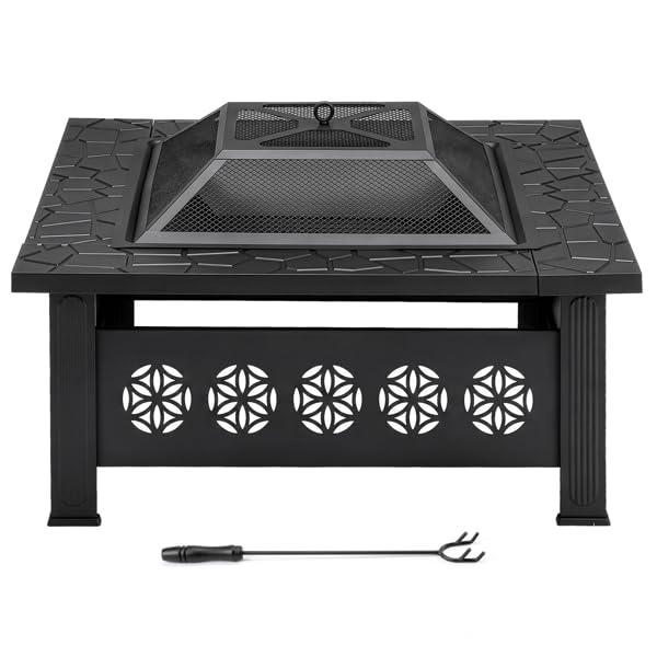 32 Inch Square Wood Burning Fire Pit Table U973