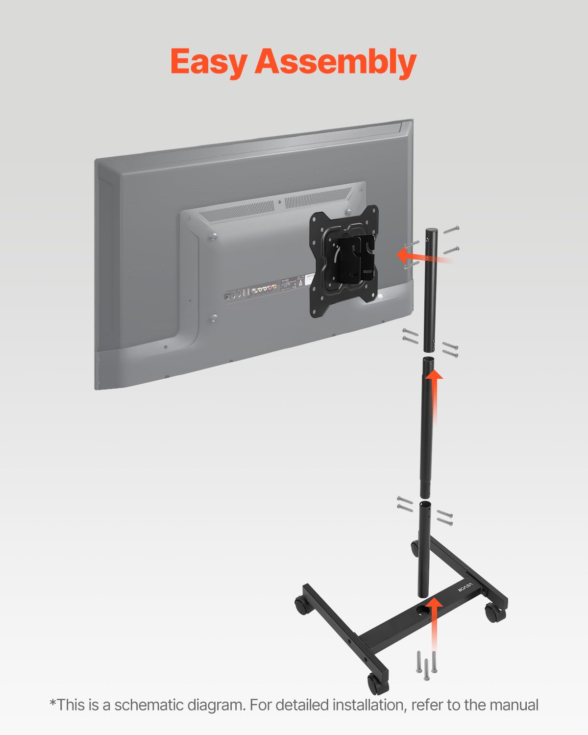 Rolling TV Stand for 17-55 Inch Screens with Wheels U88590
