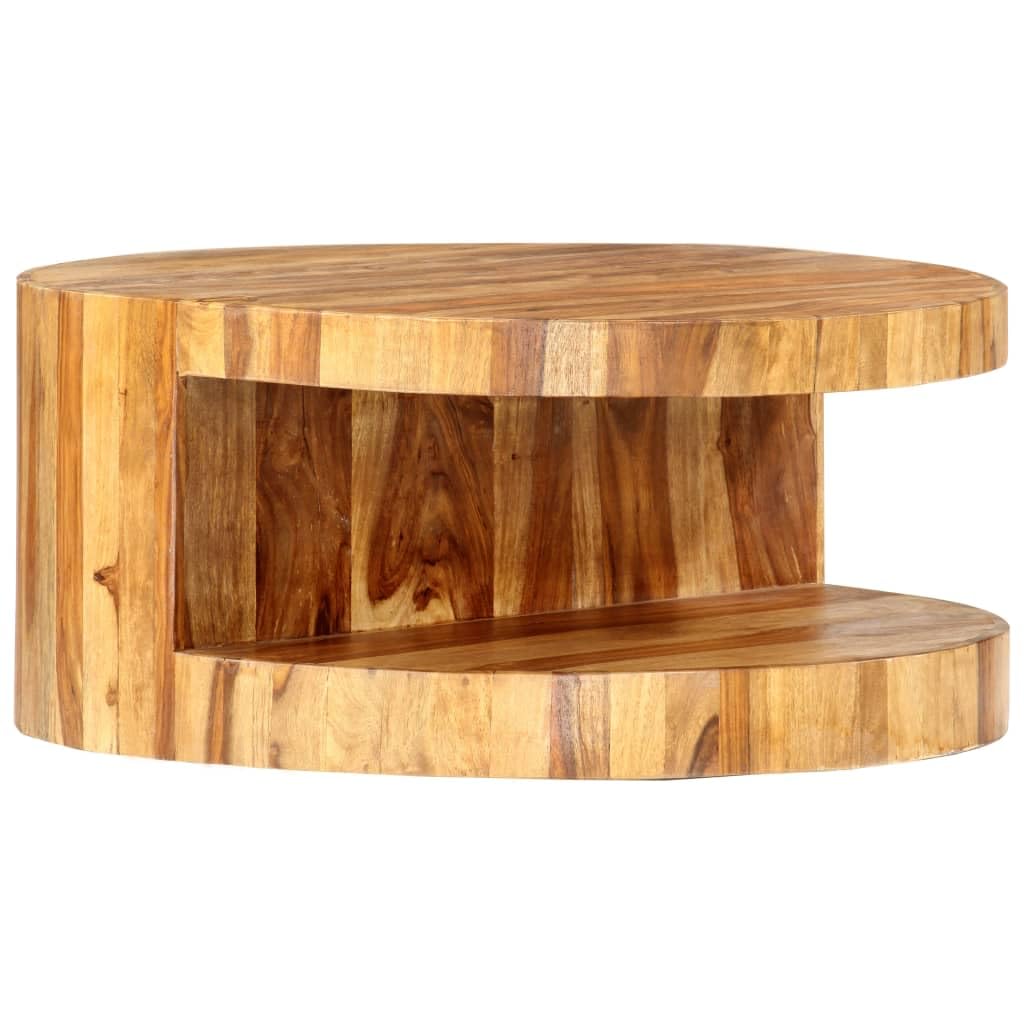 Natural Solid Sheesham Wood Coffee Table 25.6 in Dia O9234