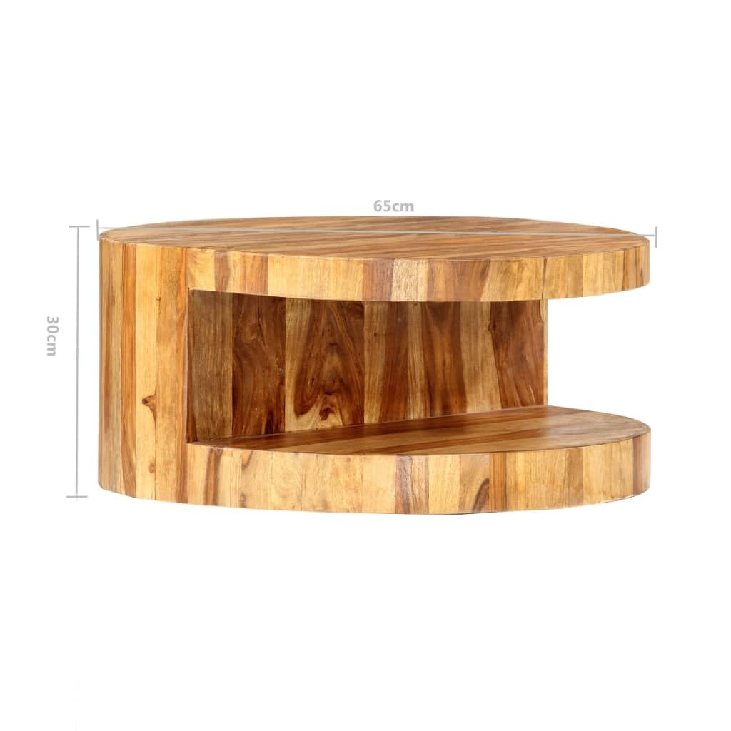 Natural Solid Sheesham Wood Coffee Table 25.6 in Dia O9234