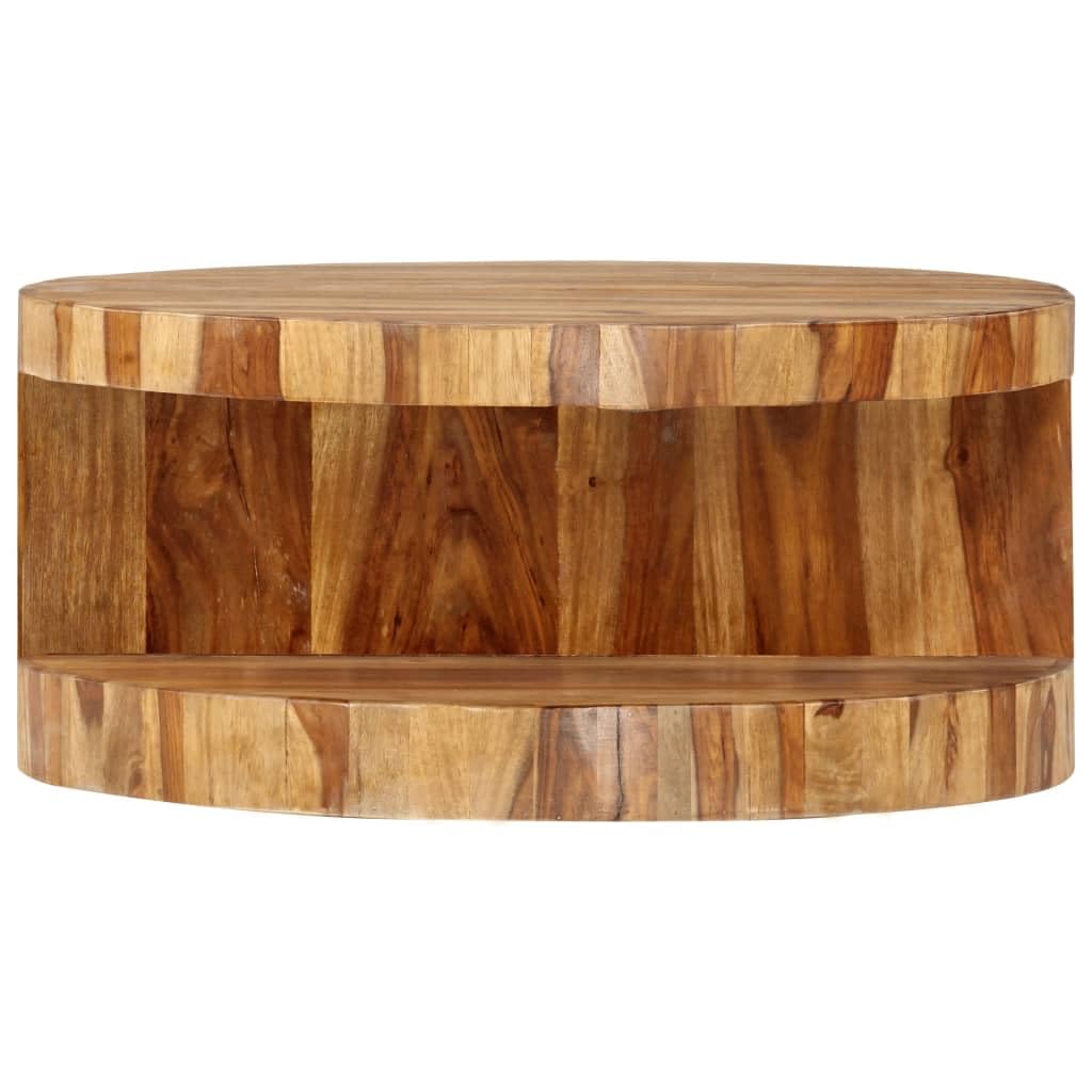 Natural Solid Sheesham Wood Coffee Table 25.6 in Dia O9234