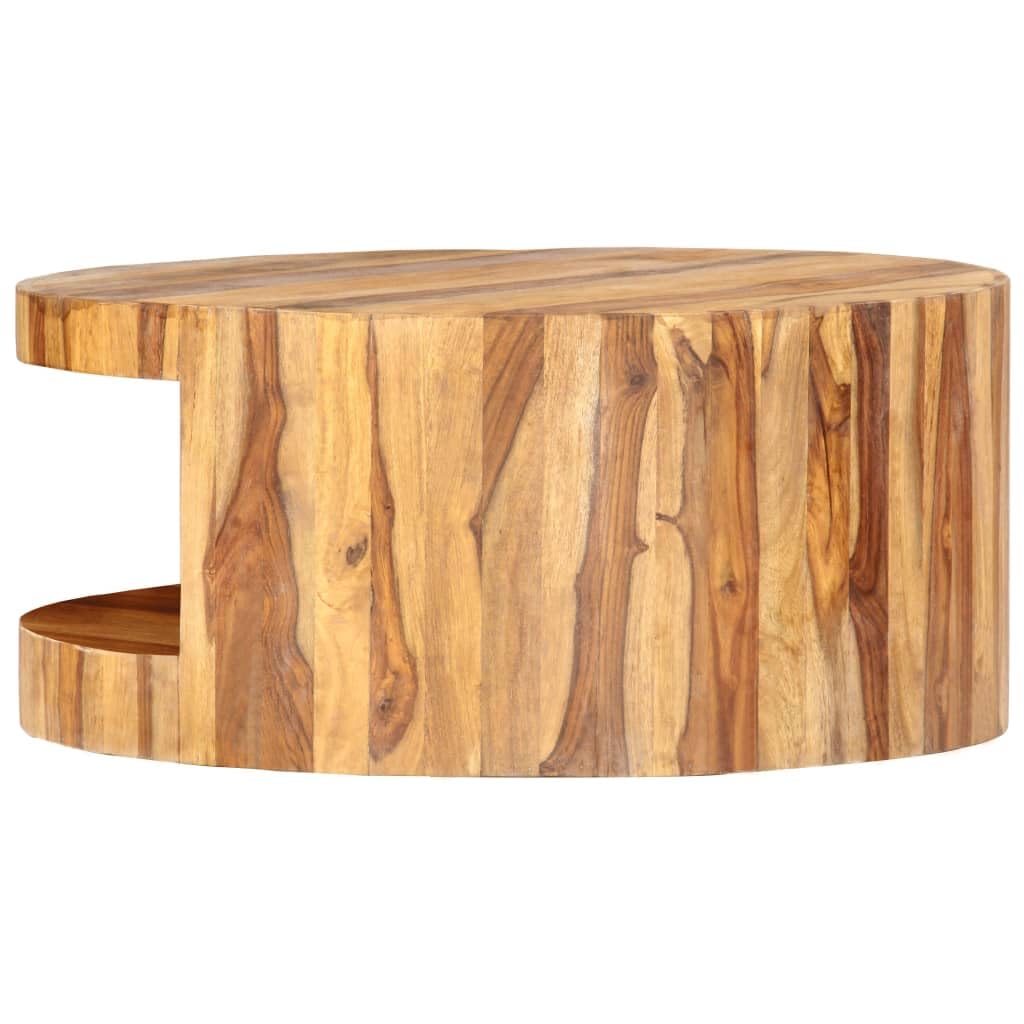 Natural Solid Sheesham Wood Coffee Table 25.6 in Dia O9234