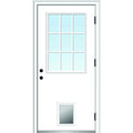 Steel Left Hand Outswing Prehung 9 Lite Door with Pet Door Y179