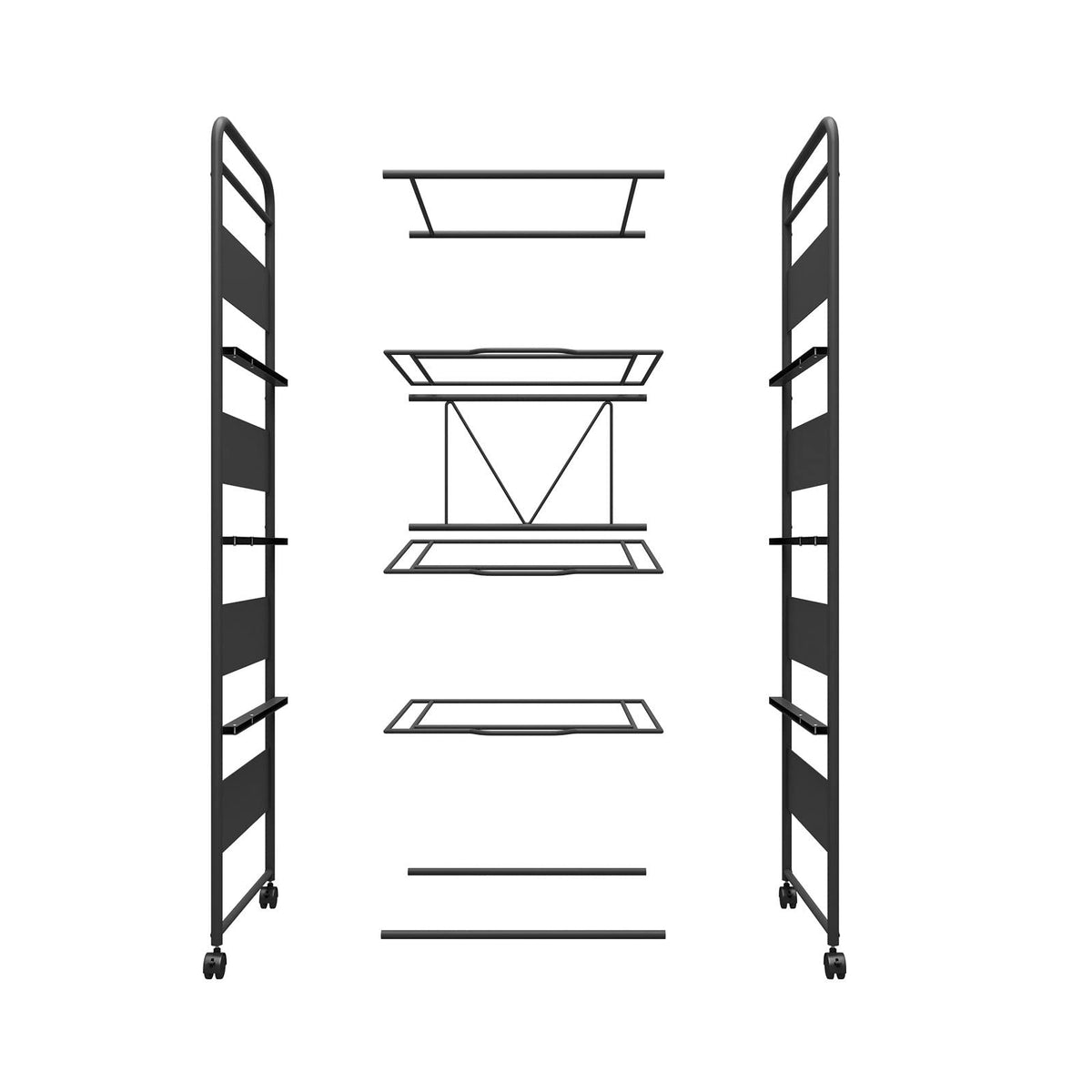 4-Tier Metal File Cart with Wheels S397