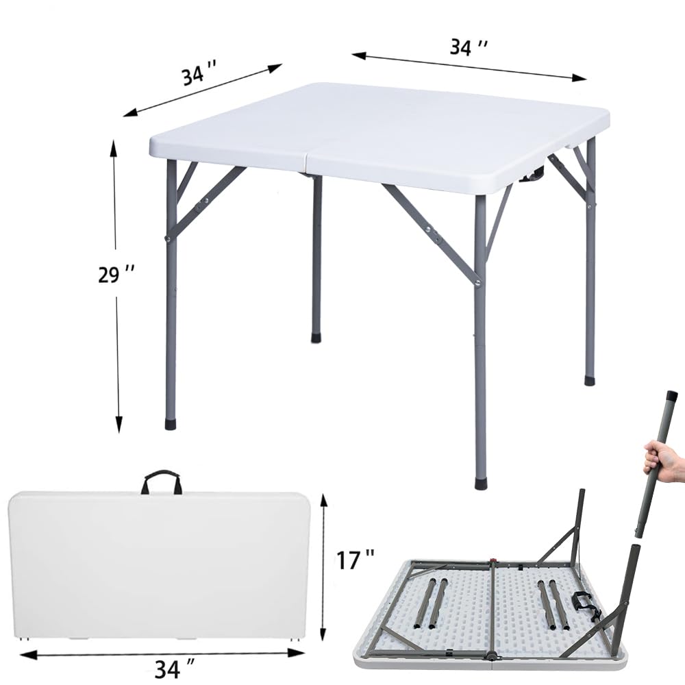 34" Square Folding Card Table White R6908