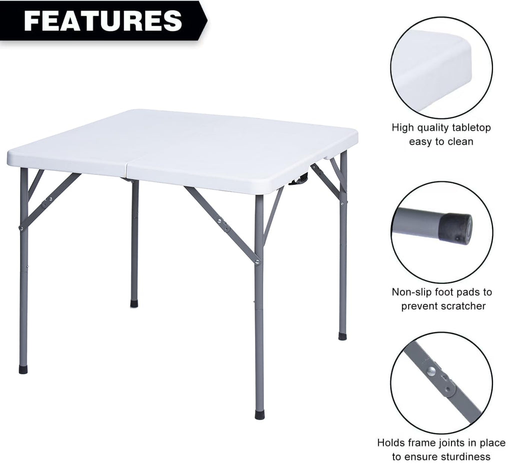 34" Square Folding Card Table White R6908