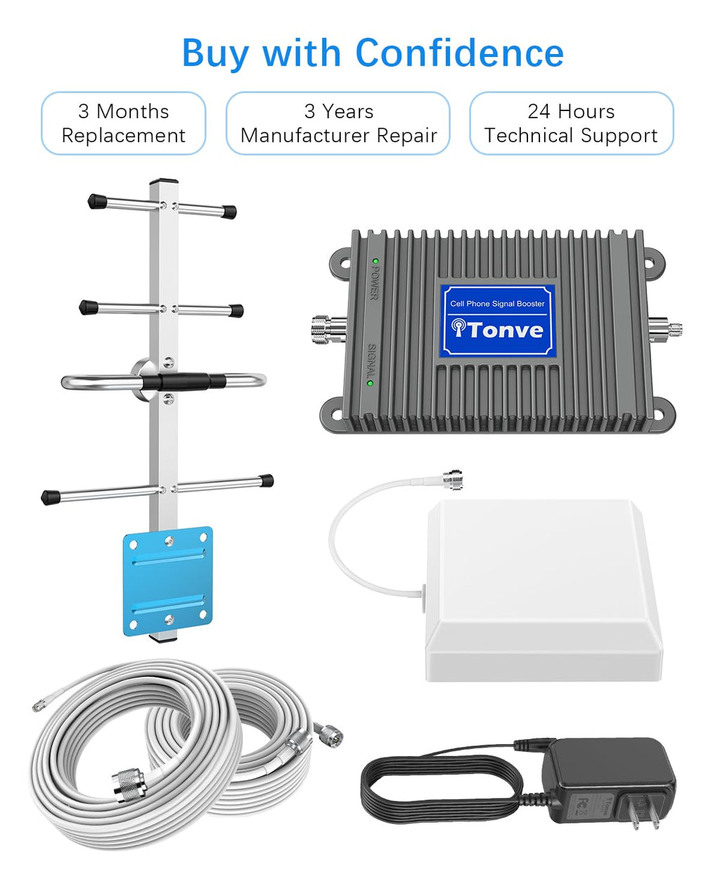 Cell Phone Signal Booster Kit with High Gain Antennas W660811
