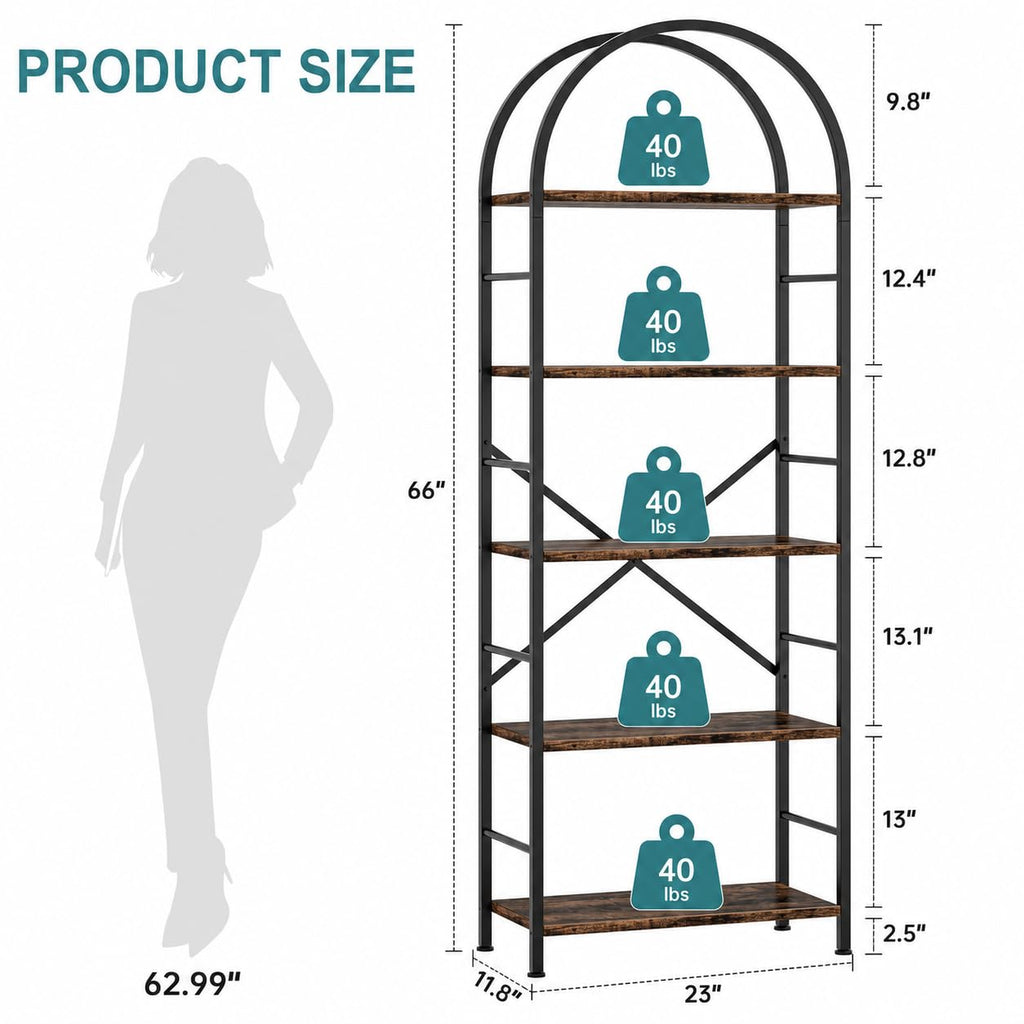 5 Tier Brown Bookshelf L753485