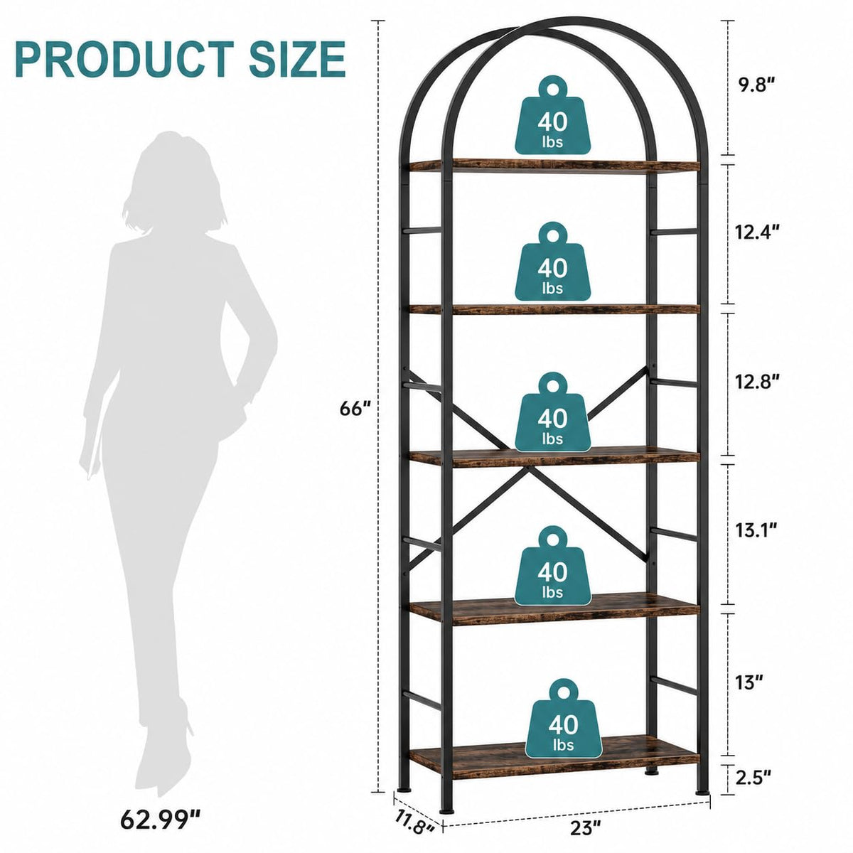 5 Tier Brown Bookshelf L753485