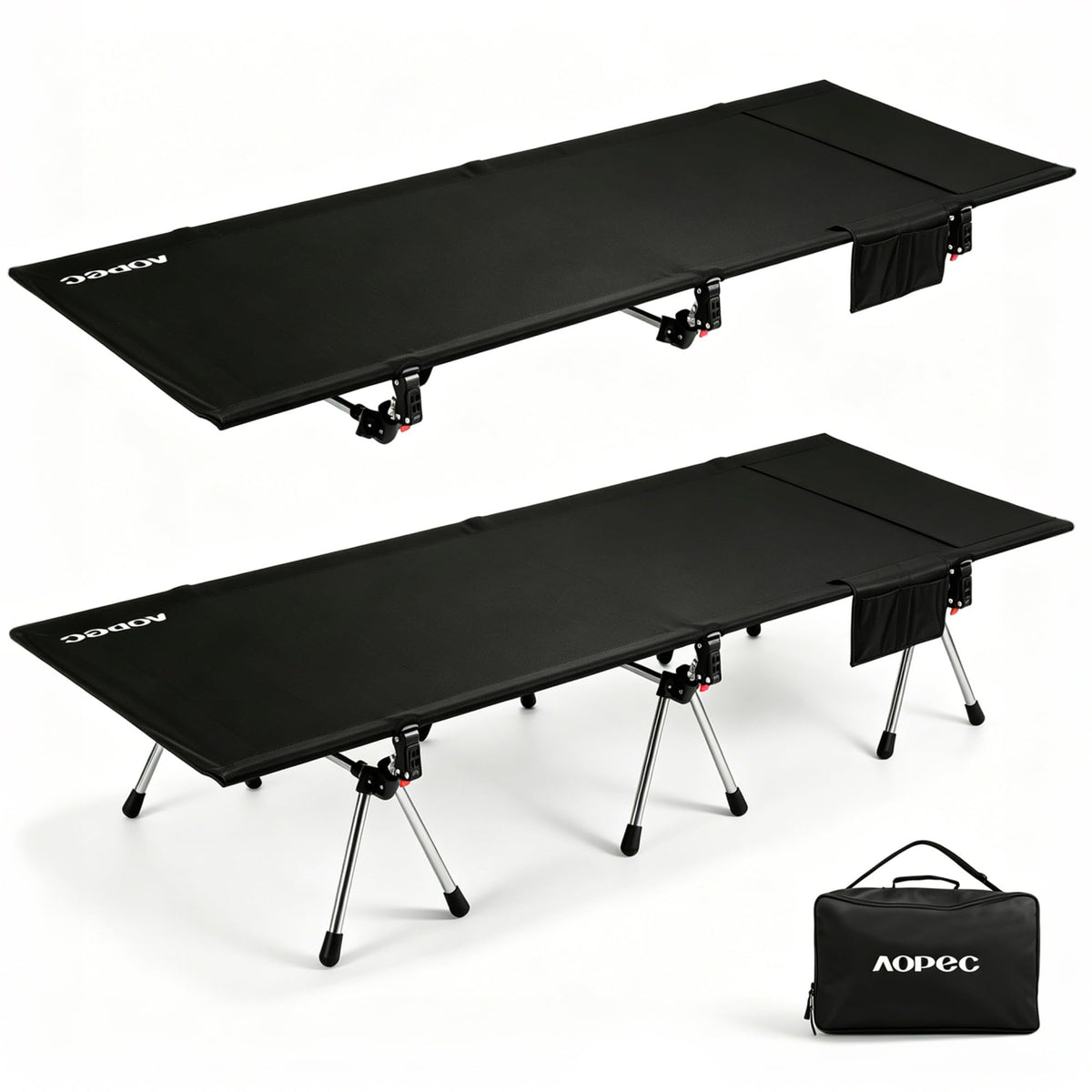Height Adjustable Black Camping Cot O353920