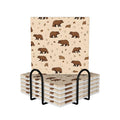 Square Cartoon Bear Ceramic Coasters Set of 6 J4155