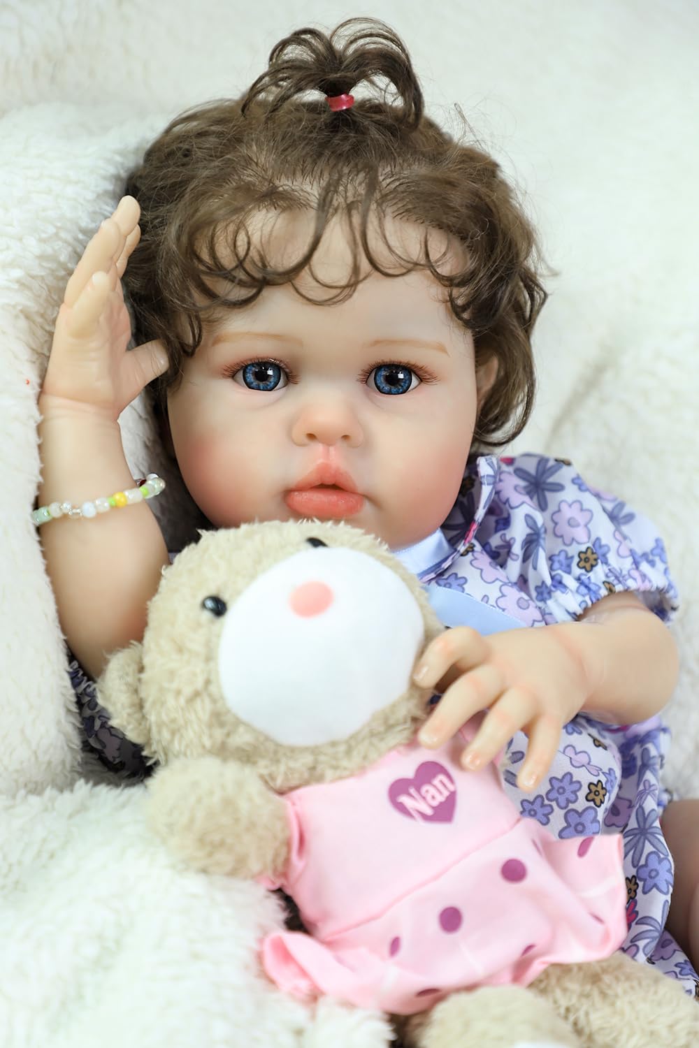 20 Inch Silicone Reborn Baby Doll with Curly Hair U155