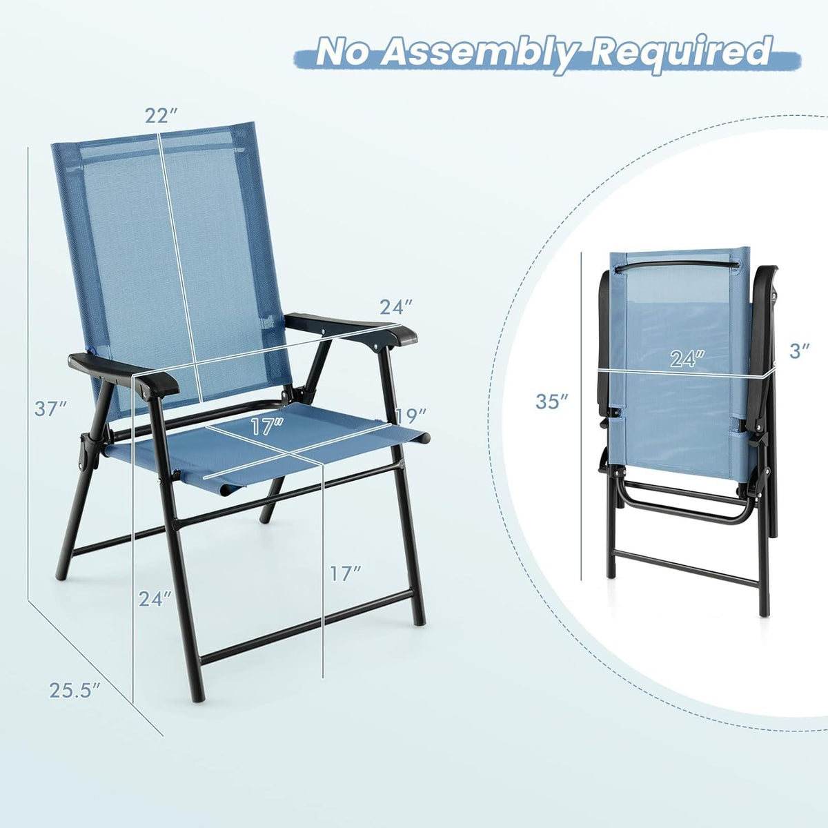 Blue Set of 2 Folding Sling Chairs E518
