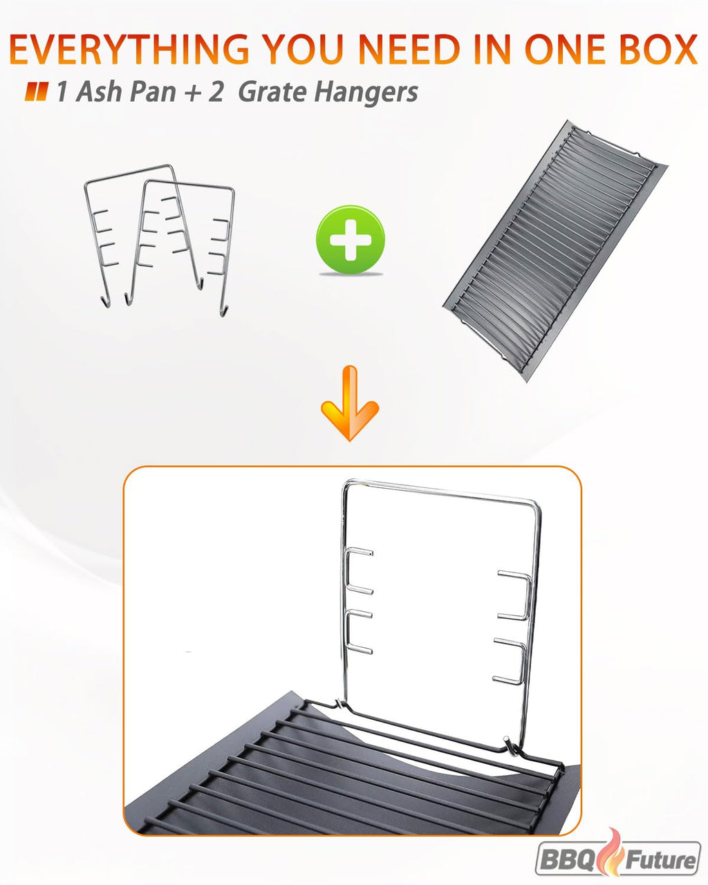 27 inch Porcelain-coated Steel Ash Pan with 2pcs Fire Grate Hanger F9576