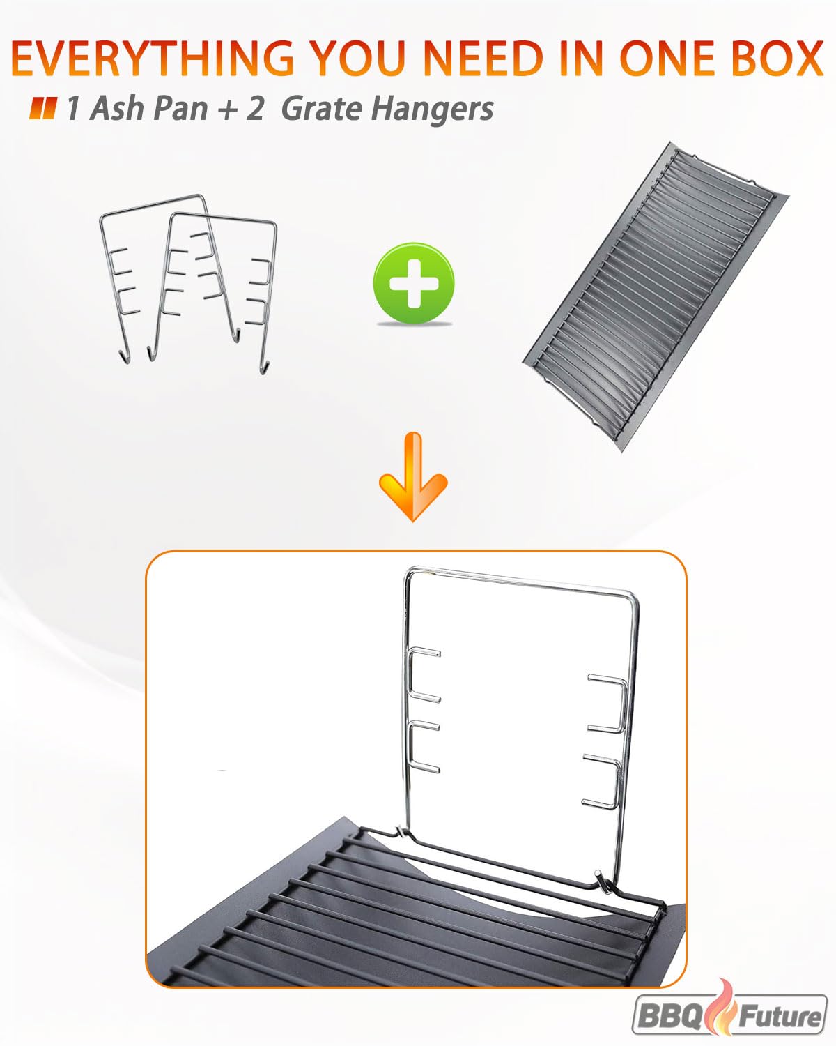 27 inch Porcelain-coated Steel Ash Pan with 2pcs Fire Grate Hanger F9576