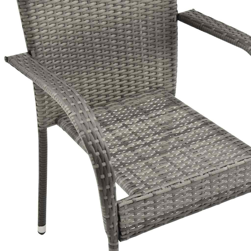 2 Pcs Grey Poly Rattan Stackable Patio Chairs J8417