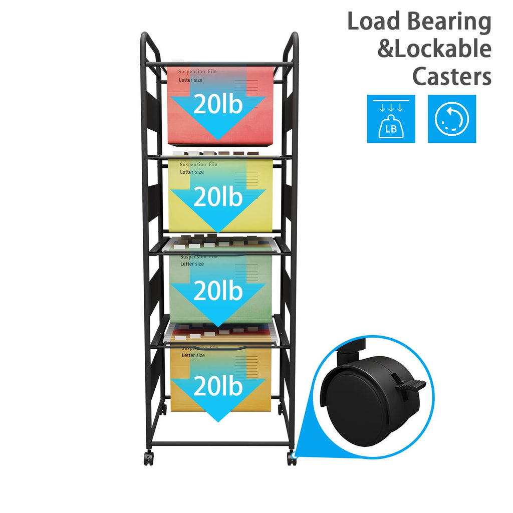 4-Tier Metal File Cart with Wheels S397