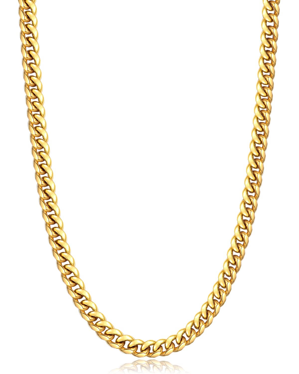 Cuban Link Chain Necklace 4mm 18K Gold Plated Stainless Steel G397655