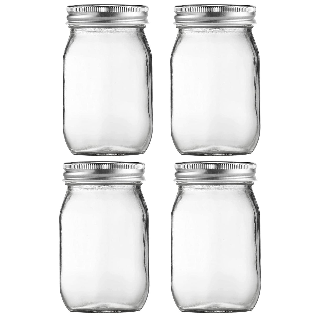 16oz Regular Mouth Glass Mason Jars with Airtight Lids, 4 Pack A9480