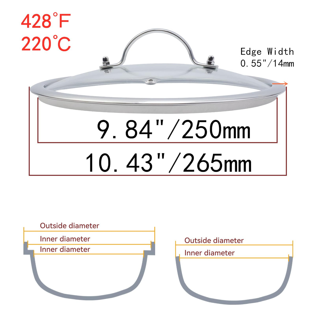 10 Inch Clear Glass Pot Lid V56553