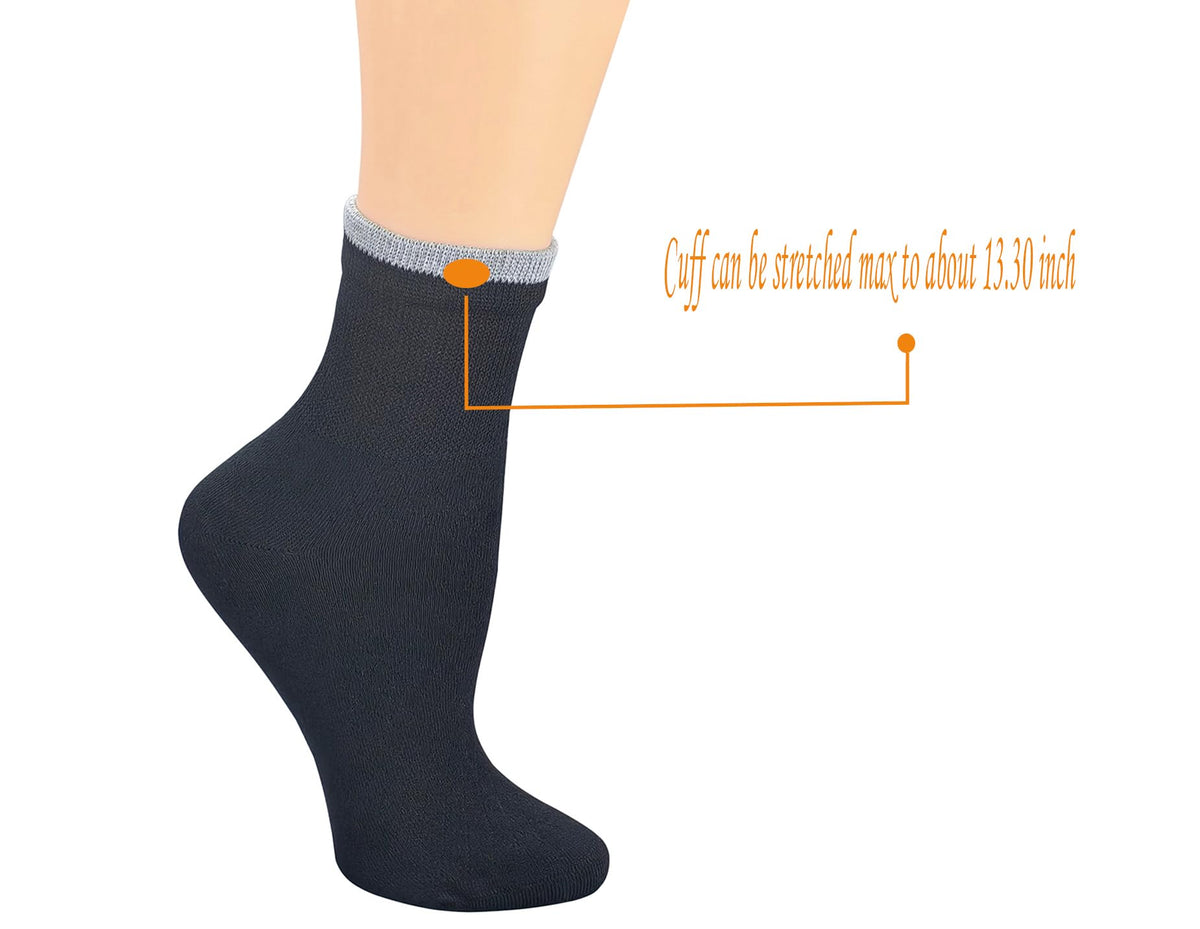6 Pairs Bamboo Rayon Breathable Quarter Socks with Seamless Toe B44082