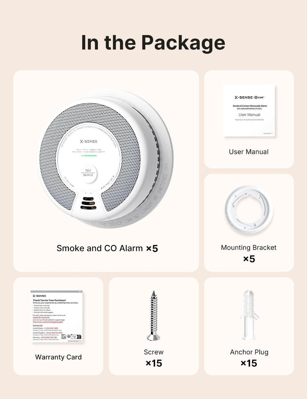 Smoke & Carbon Monoxide Alarm 5-Pack T980