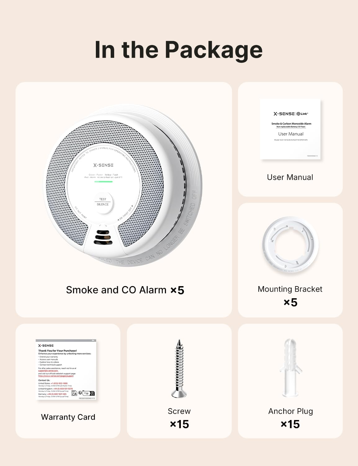 Smoke & Carbon Monoxide Alarm 5-Pack T980