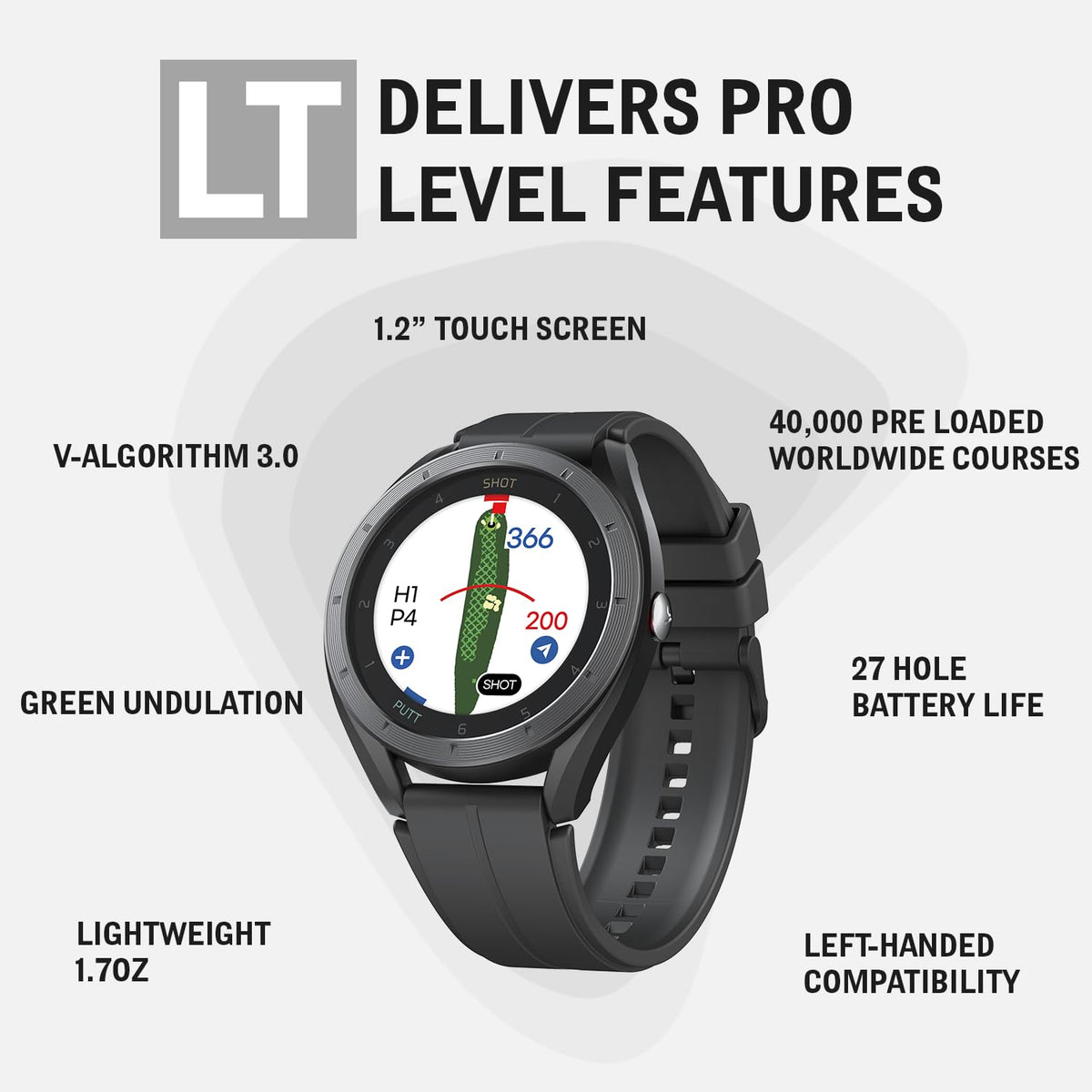 GPS Golf Watch with Green Undulation Slope Mode 1.2" Color Touchscreen Q705259