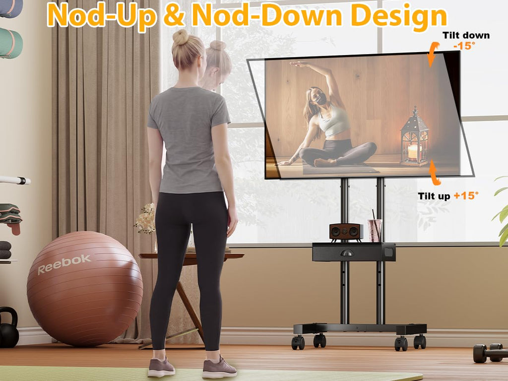 Rolling TV Stand with Drawer for 32-75 Inch TVs P5660