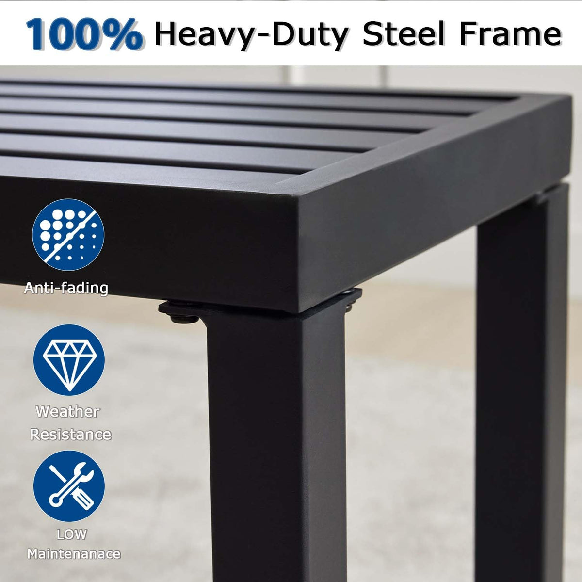 Black Set of 2 Metal Outdoor Backless Bench T33886
