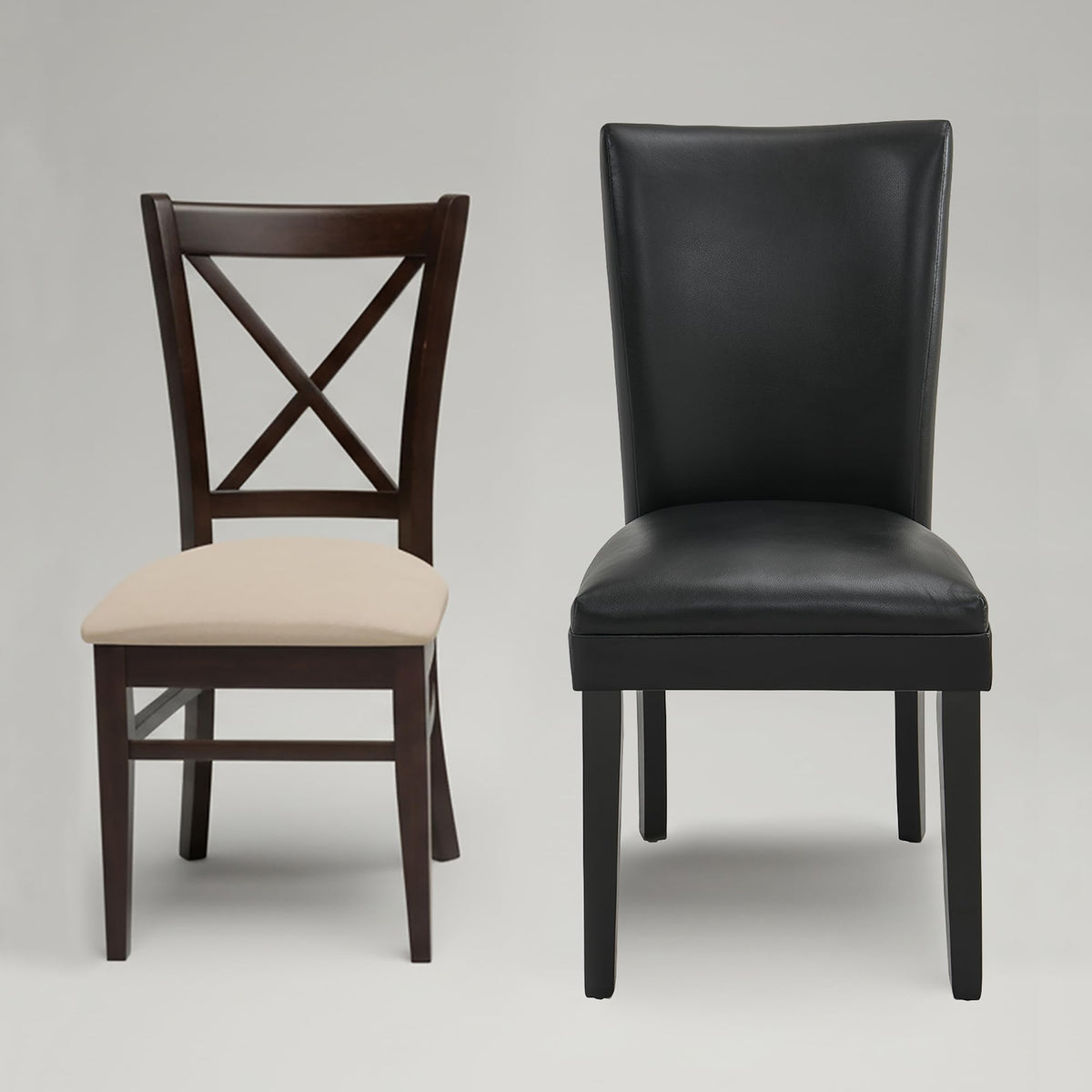 Set of 2 Faux Leather Upholstered Dining Chairs with Solid Wood Legs N827