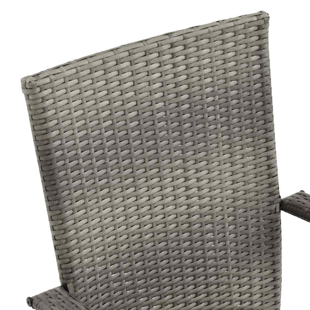 2 Pcs Grey Poly Rattan Stackable Patio Chairs J8417