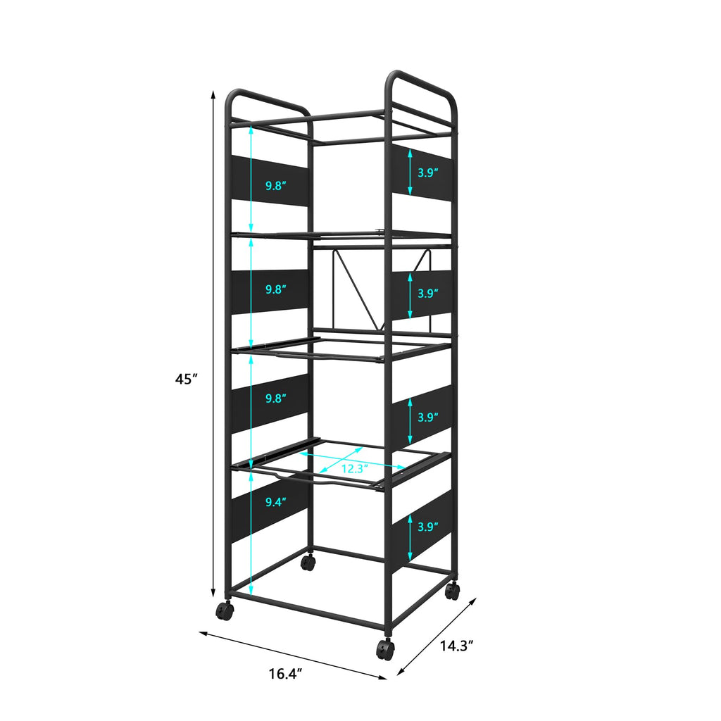4-Tier Metal File Cart with Wheels S397