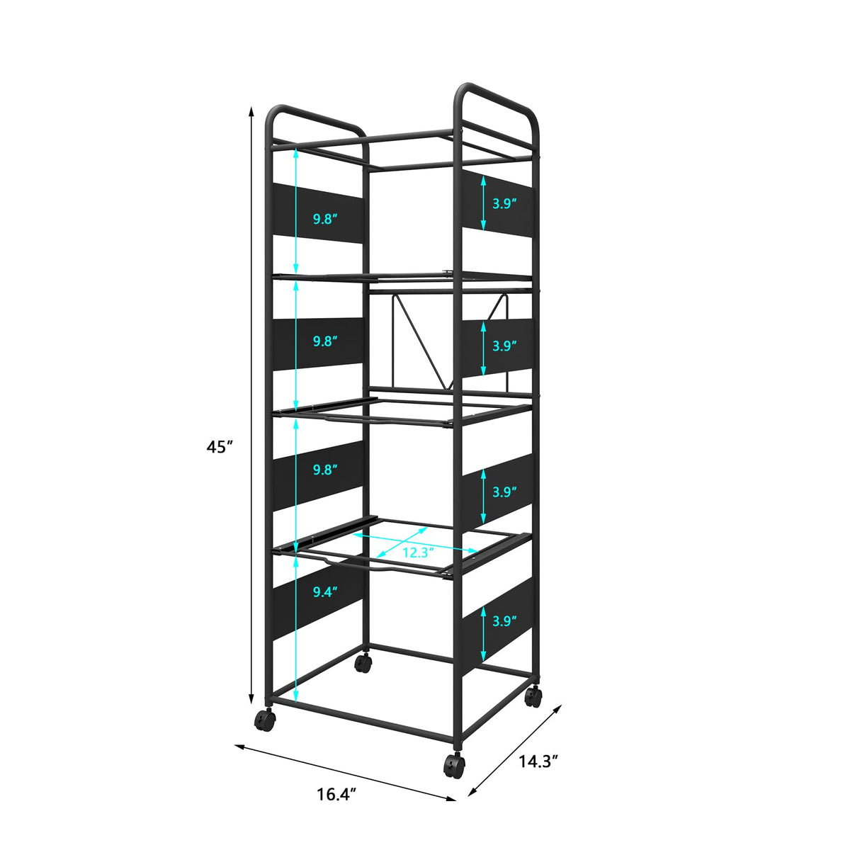 4-Tier Metal File Cart with Wheels S397