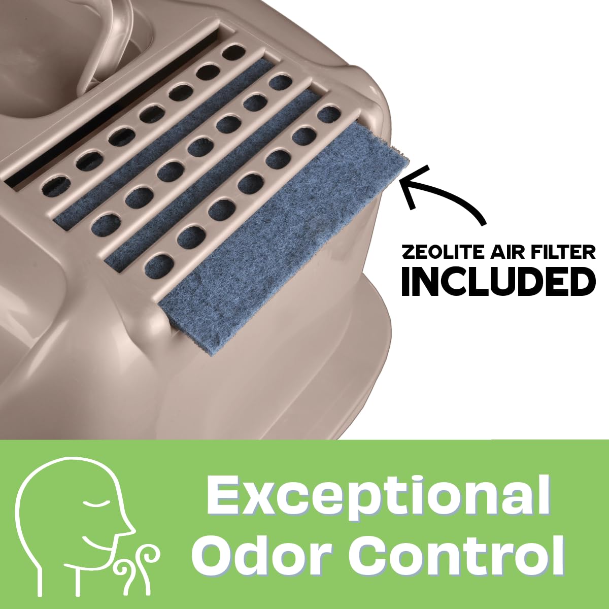 Large Enclosed Sifting Cat Pan with Odor Door, Hooded, Beige N7280