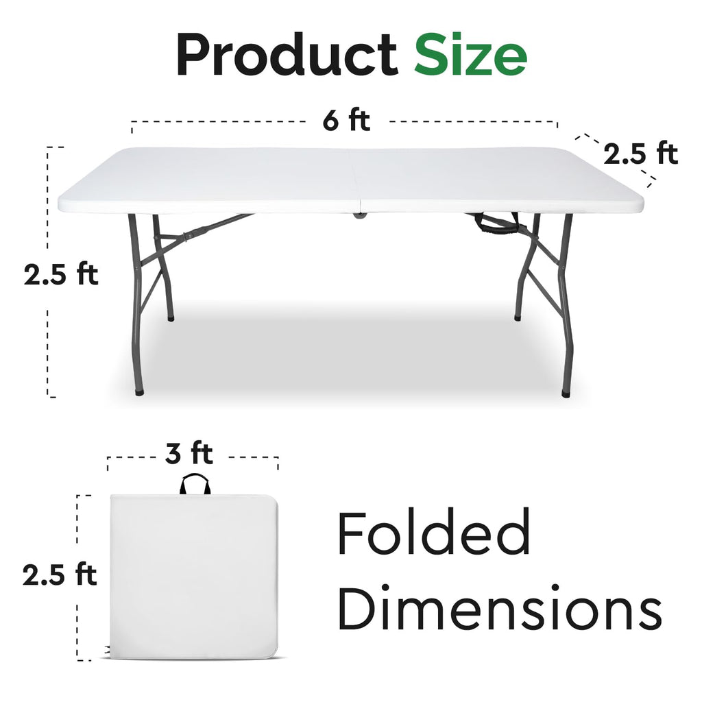 White 6ft Folding Table with Handle W530173