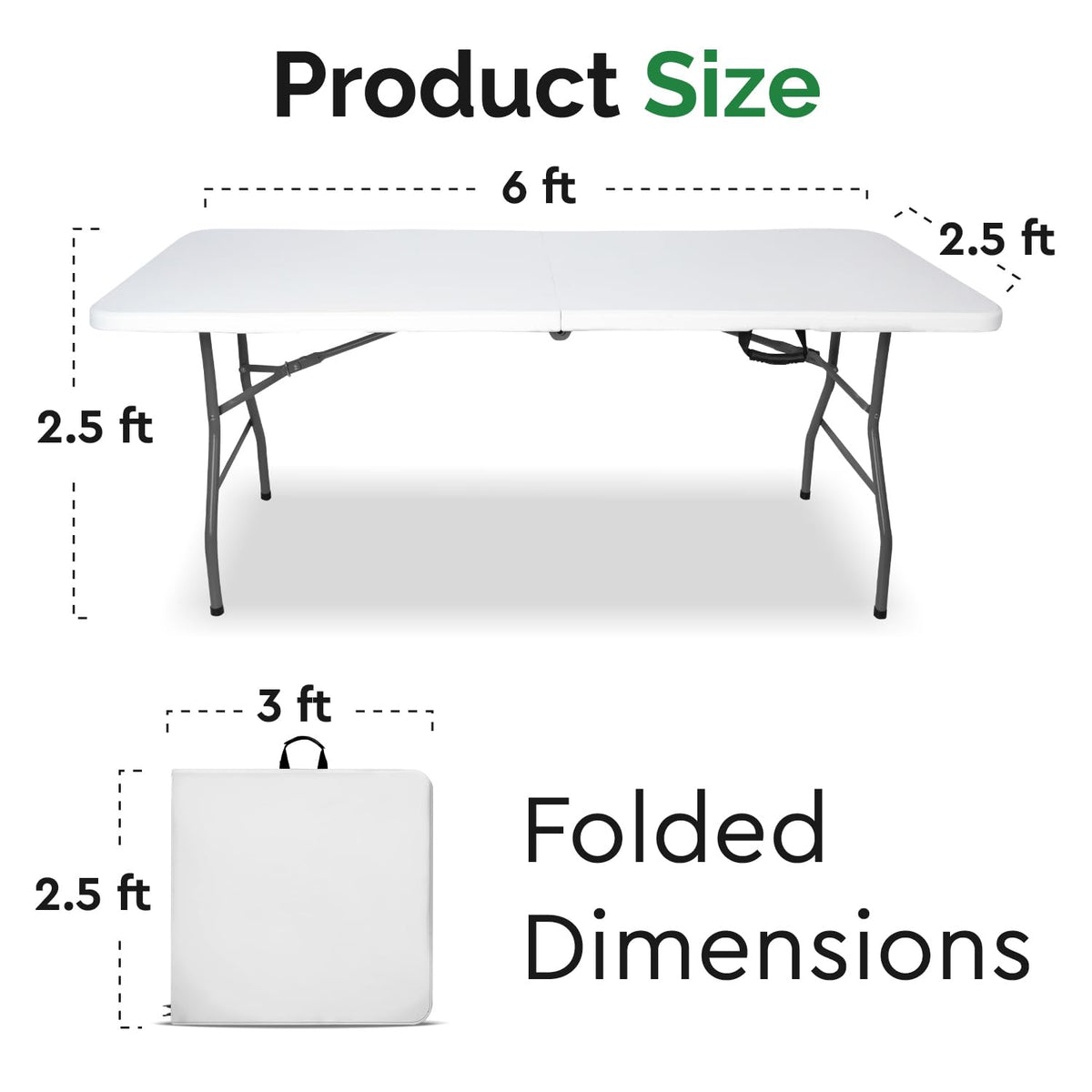 White 6ft Folding Table with Handle W530173