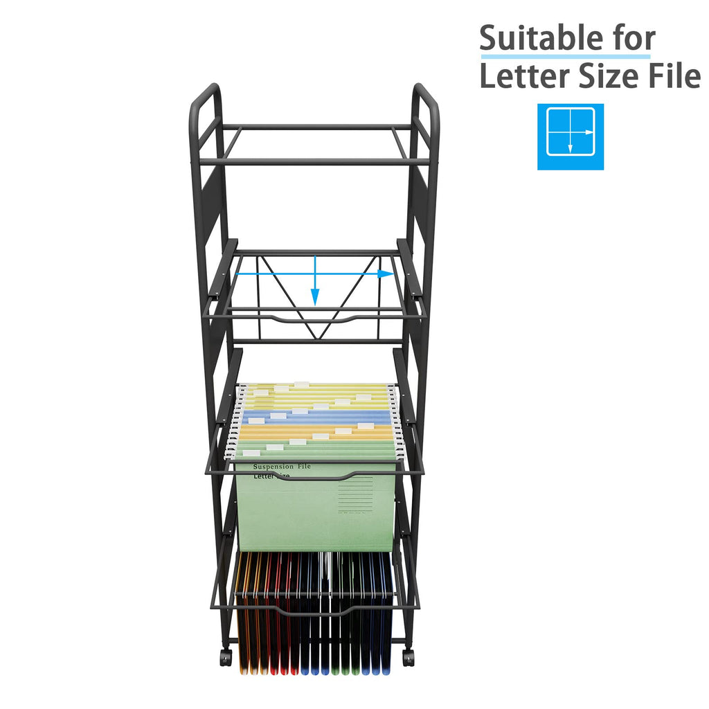 4-Tier Metal File Cart with Wheels S397
