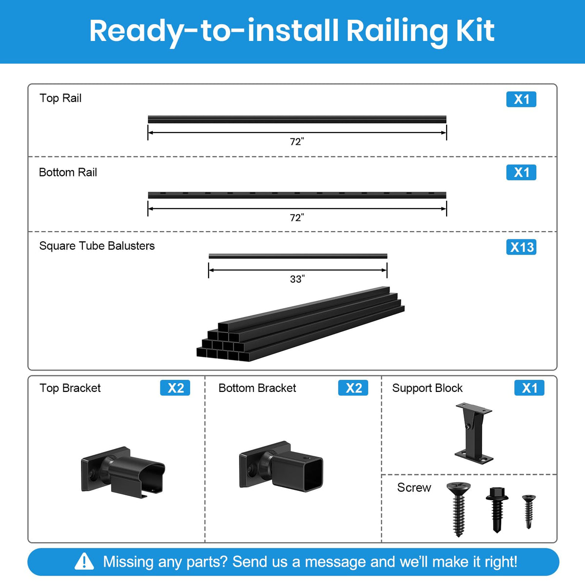 Black Aluminum Deck Railing Kit M409