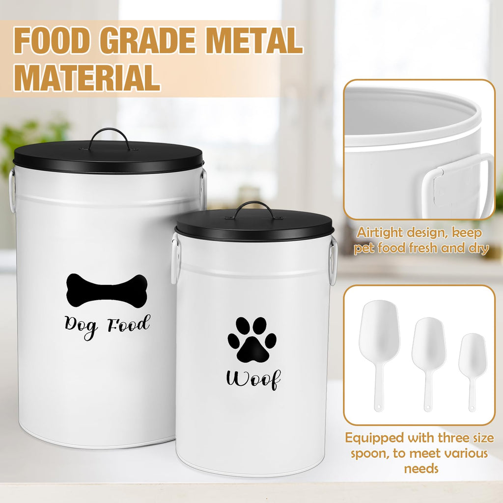 White Metal Dog Food Storage Containers M7320