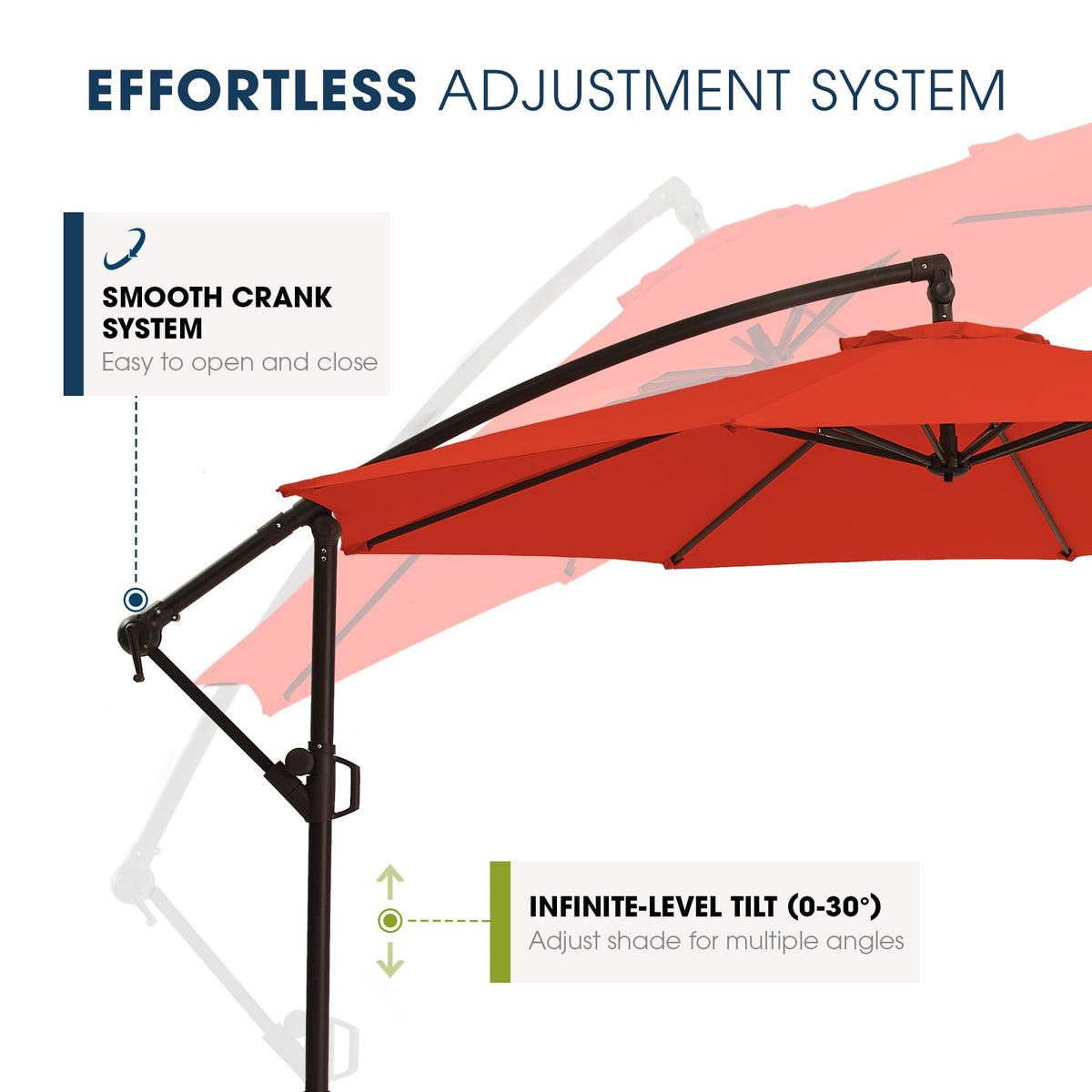 10ft Orange Red Offset Cantilever Patio Umbrella with Base S150