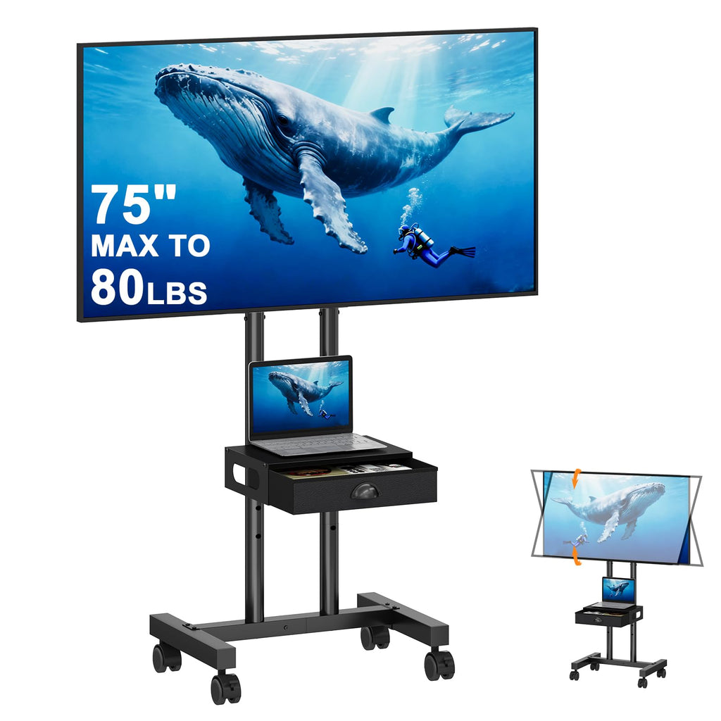Rolling TV Stand with Drawer for 32-75 Inch TVs P5660