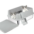 Stainless Steel Cat Litter Box with High Sides, Litter Mat, Scoop I38070