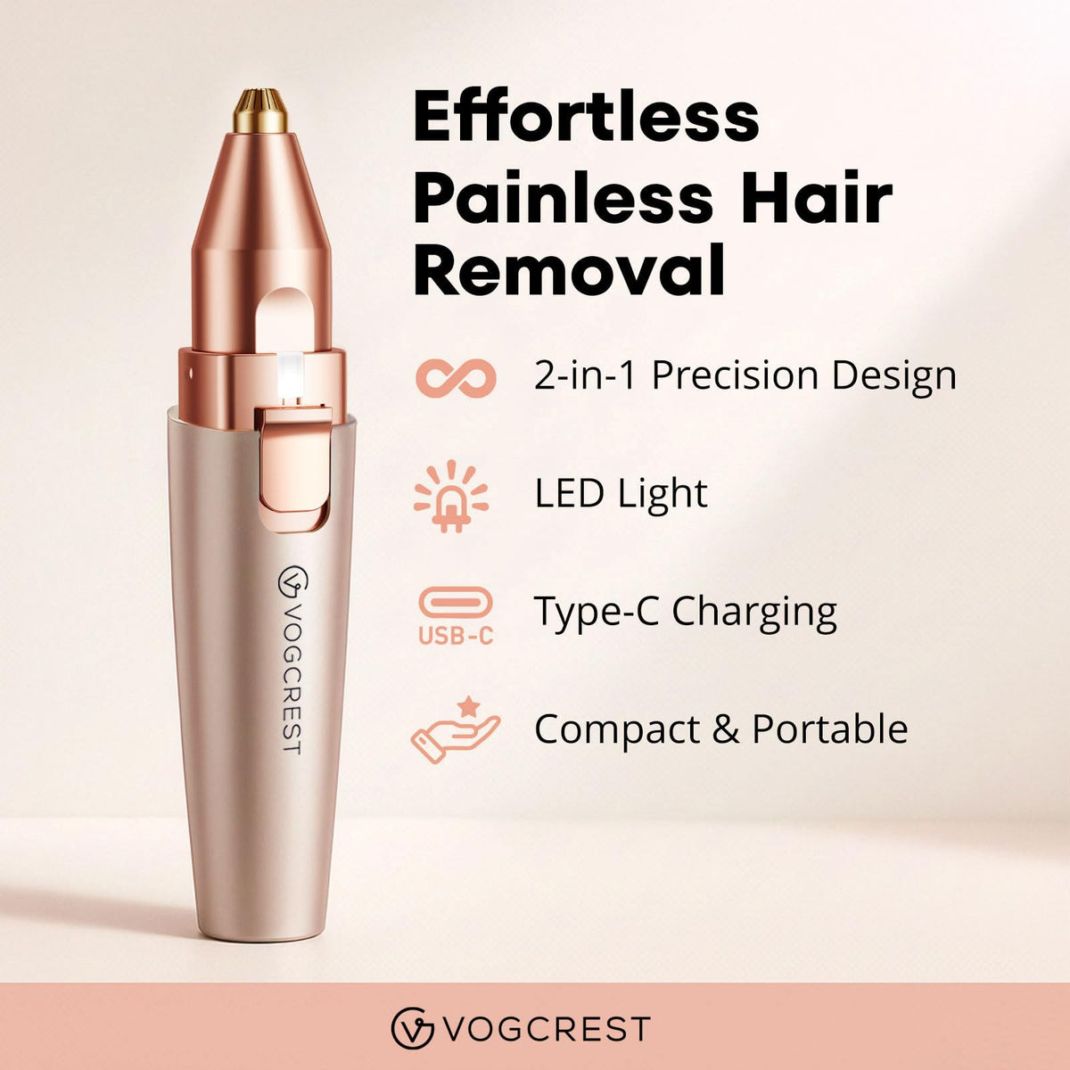 2 in 1 Rechargeable Eyebrow & Facial Trimmer with LED Light K475901